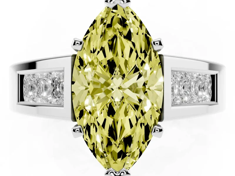 Marquise Channel-Set Engagement Ring Setting for a Fancy Yellow Lab-Grown Diamond | Platinum