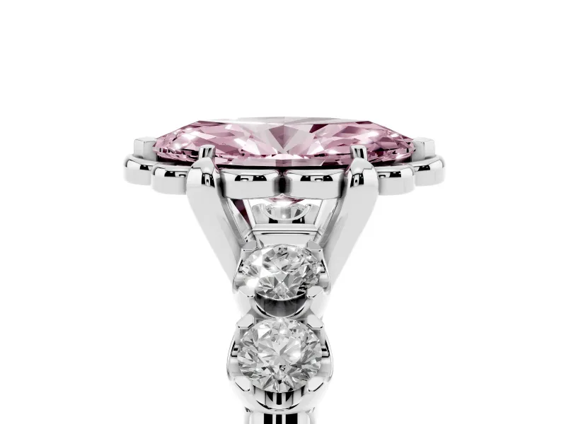 Marquise Floral Engagement Ring Setting for a Fancy Pink Lab-Grown Diamond | Petal Frame | Platinum