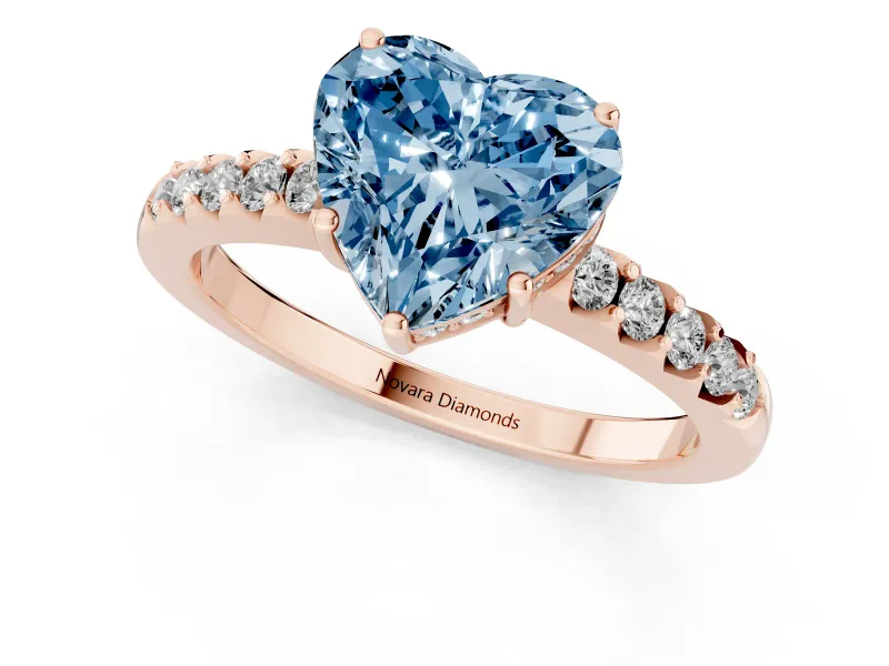 Heart-Shaped Engagement Ring Setting for a Fancy Blue Lab-Grown Diamond | Rose Gold - Design NV-24649