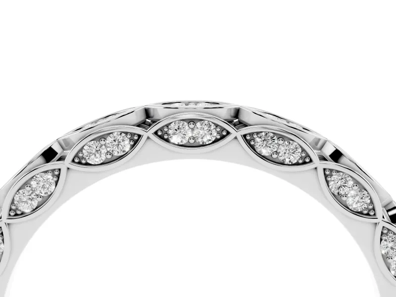 Marquise Motif Diamond Openwork Eternity Band Set in White gold with Pavé and Bezel Setting