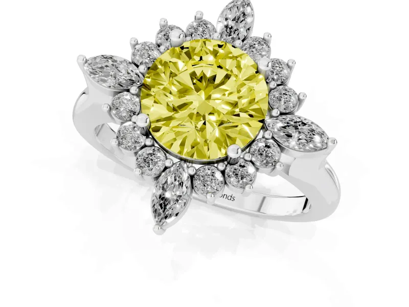 Round Engagement Ring Setting for a Fancy Yellow Lab-Grown Diamond | Platinum - Design NV-24790