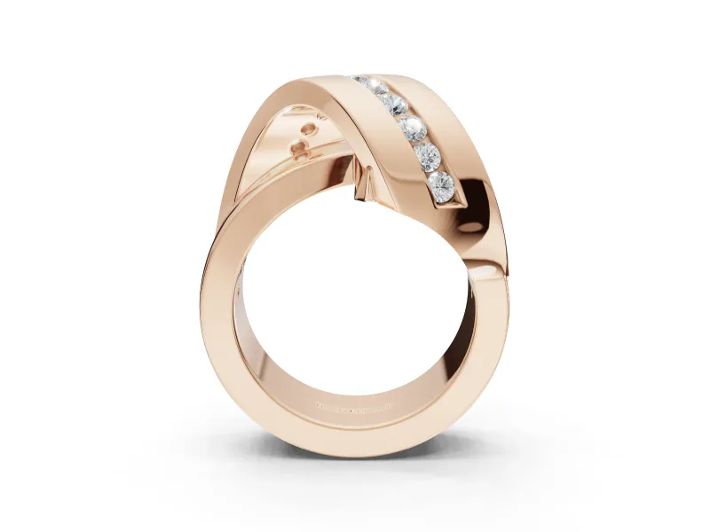 Round Lab-Grown Diamond Channel Set Crossover Wedding Band | Wide Strands | Rose Gold