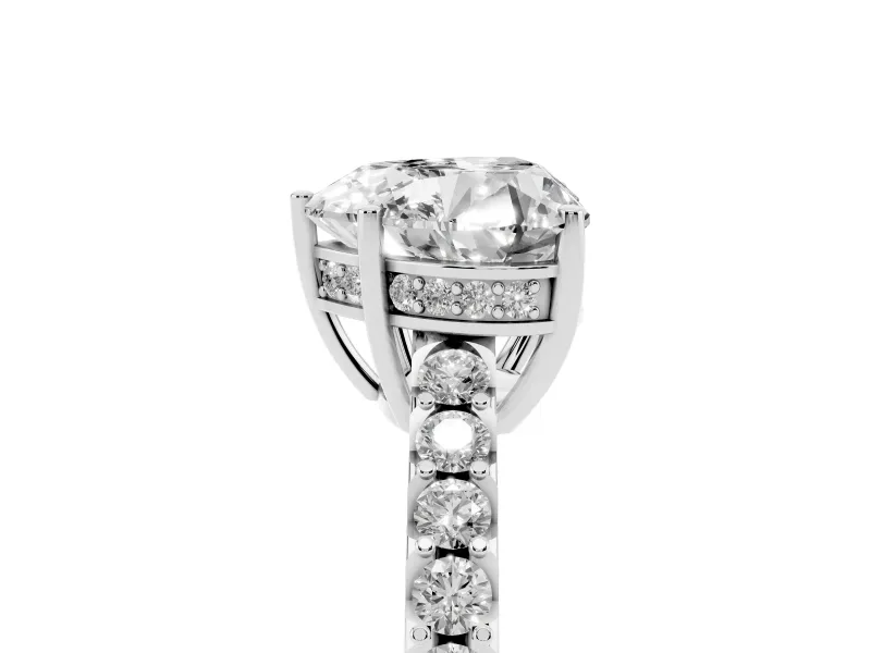 Heart-Shaped Hidden Halo Solitaire Engagement Ring Setting | Shared Prong Band | White Gold