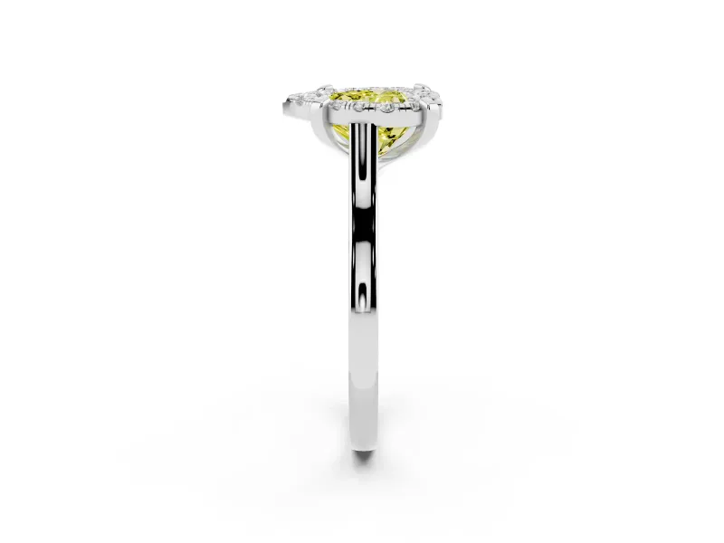 Heart-Shaped Claw Corner Halo Engagement Ring Setting for a Fancy Yellow Lab-Grown Diamond | Slim Plain Band | Platinum