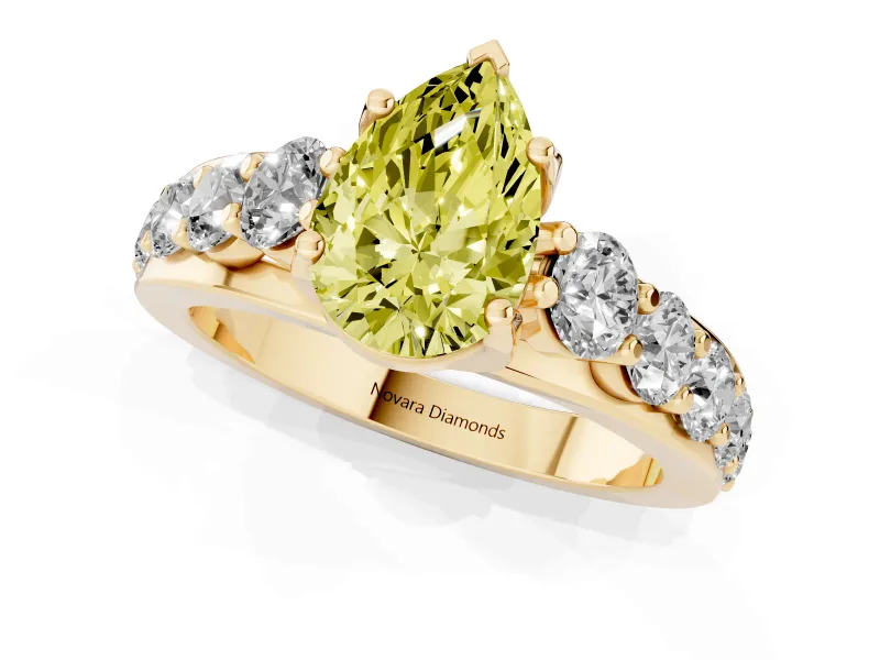 Pear-Shaped Engagement Ring Setting for a Fancy Yellow Lab-Grown Diamond | Yellow Gold - Design NV-24645