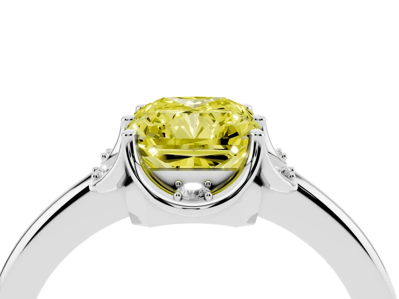 Radiant Cut Petal Halo Engagement Ring Setting for a Fancy Yellow Lab-Grown Diamond | Sterling Silver