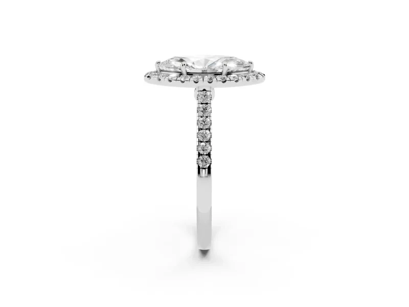 Marquise Halo Engagement Ring Setting | Pave Shoulders | Sterling Silver