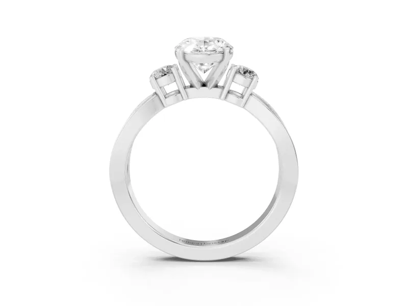 Oval Three-Stone Pavé Twist Engagement Ring Setting | Split Shank | Sterling Silver
