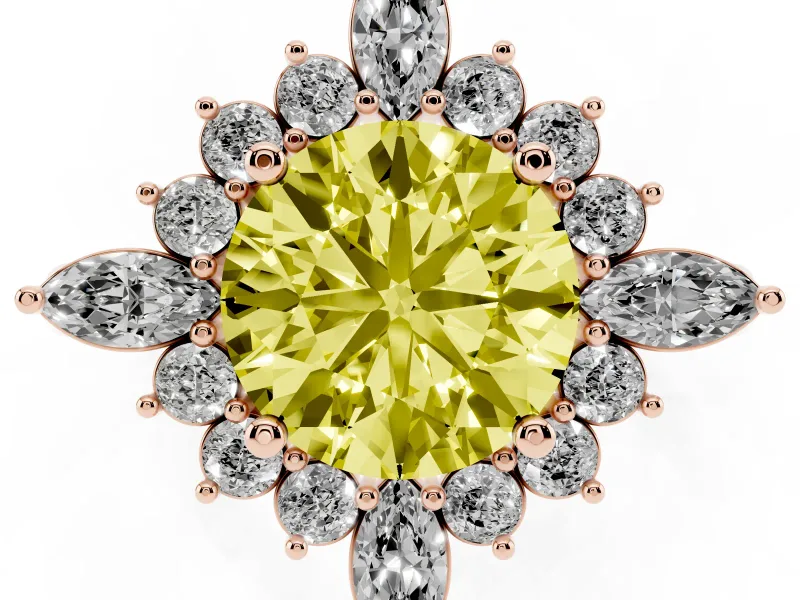 Round Engagement Ring Setting for a Fancy Yellow Lab-Grown Diamond | Rose Gold - Design NV-24790