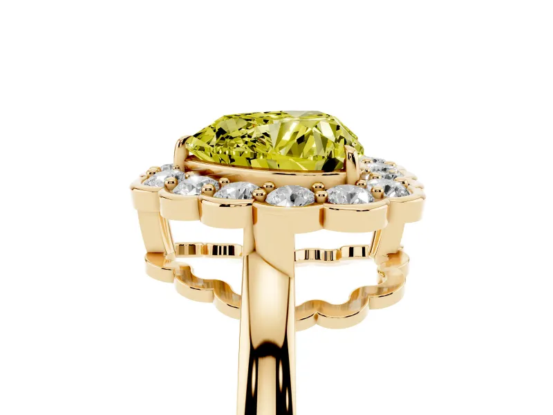 Heart-Shaped Halo Engagement Ring Setting for a Fancy Yellow Lab-Grown Diamond | Yellow Gold - Design NV-24719