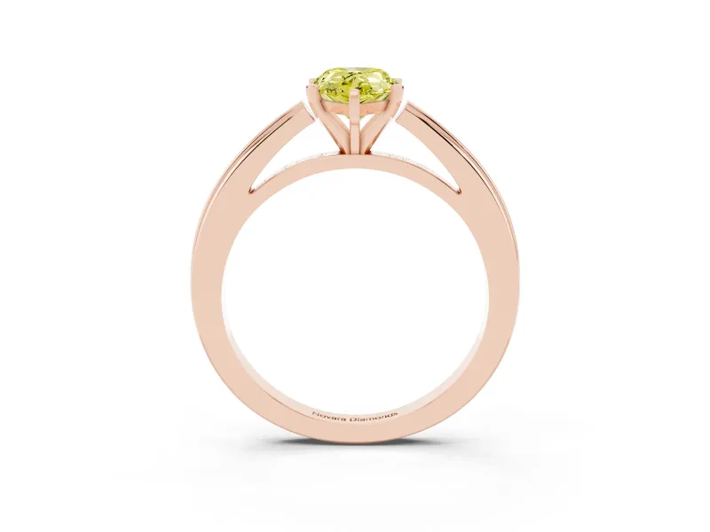 Pear-Shaped Solitaire Engagement Ring Setting for a Fancy Yellow Lab-Grown Diamond | Stepped Flat Band | Rose Gold