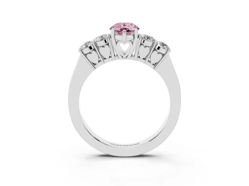 Pear-Shaped 5 Stone Engagement Ring Setting for a Fancy Pink Lab-Grown Diamond | Platinum