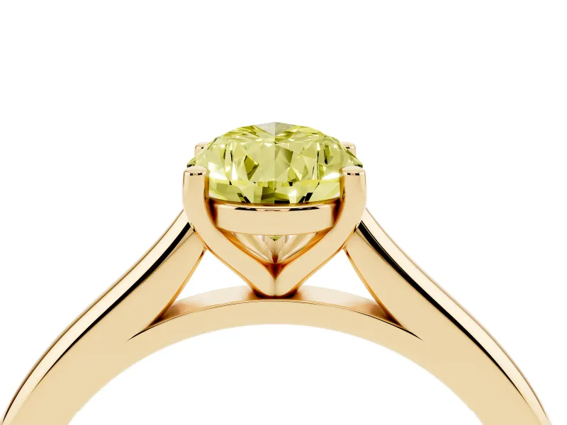 Pear-Shaped Cathedral Engagement Ring Setting for a Fancy Yellow Lab-Grown Diamond | Yellow Gold