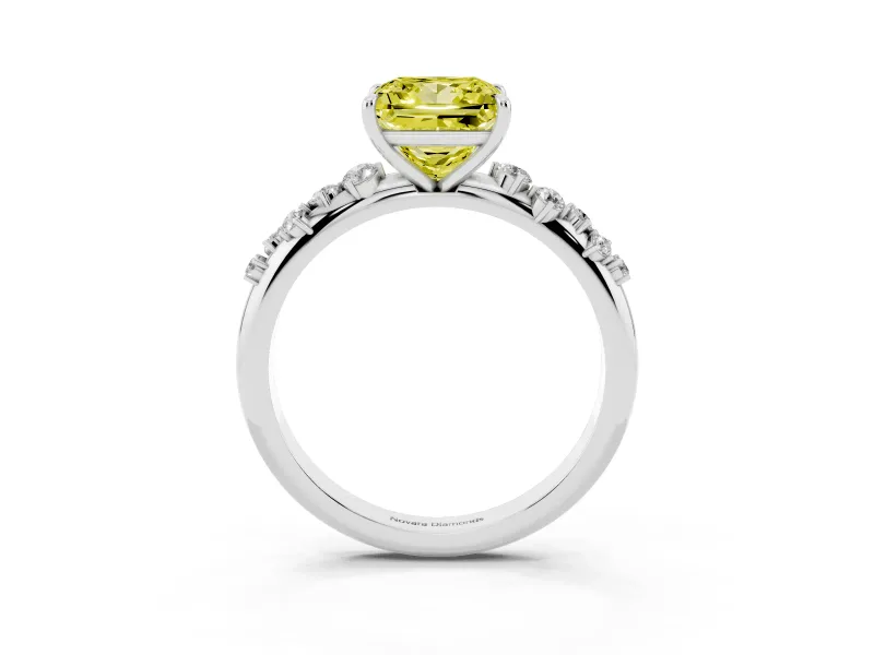 Princess Cut Graduated Solitaire Engagement Ring Setting for a Fancy Yellow Lab-Grown Diamond | Sterling Silver