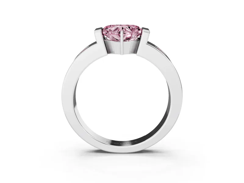 Heart-Shaped Tension Style Engagement Ring Setting for a Fancy Pink Lab-Grown Diamond | White Gold