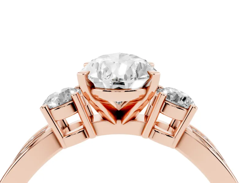 Pear-Shaped Three-Stone Pavé Twist Engagement Ring Setting | Split Shank | Rose Gold