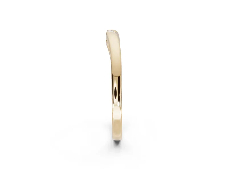 Round Lab-Grown Diamond Toi et Moi Curved Wedding Band | Side Slot Cut-Outs | Yellow Gold