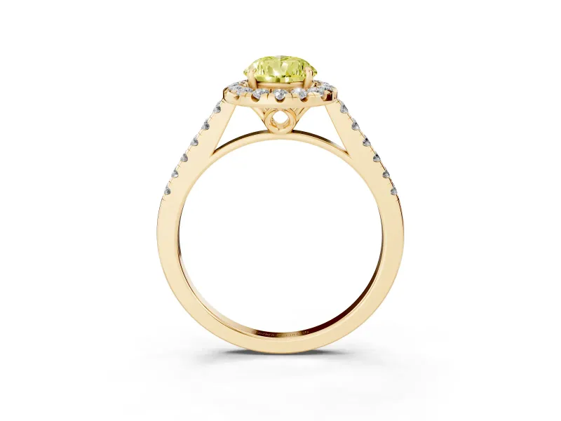 Pear-Shaped Raised Halo Engagement Ring Setting for a Fancy Yellow Lab-Grown Diamond | Yellow Gold