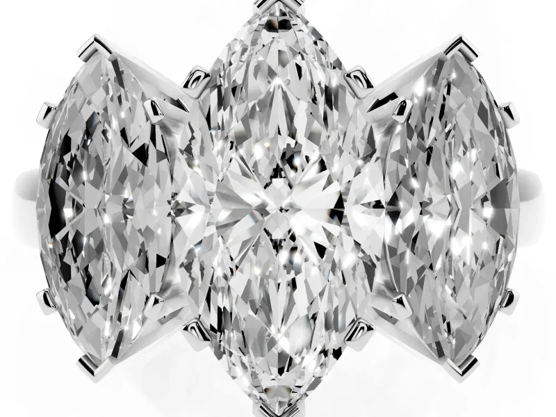 Marquise Three Stone Engagement Ring Setting | Large Side Stones | White Gold