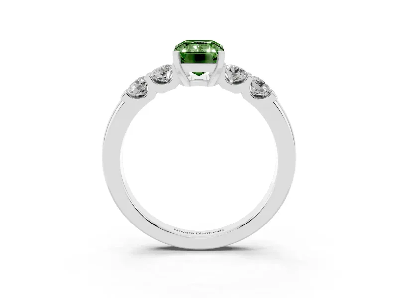 Emerald Cut Five Stone Engagement Ring Setting for a Fancy Green Lab-Grown Diamond | Platinum