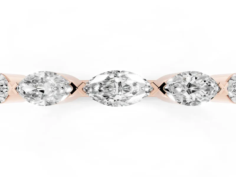 Marquise Diamond Eternity Band Set in Rose gold with Bezel Setting