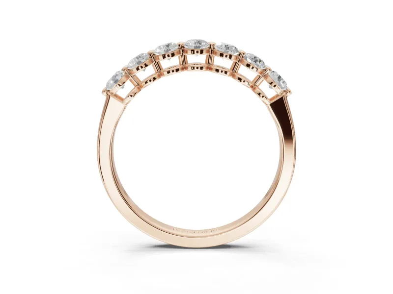 Round Lab-Grown Diamond Half Eternity Wedding Band | Raised Round Heads | Rose Gold