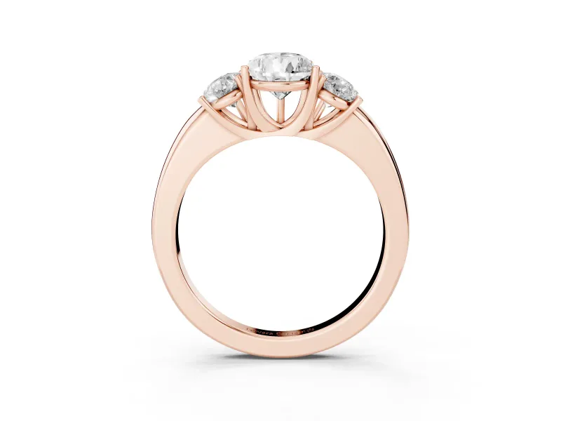 Pear-Shaped Three Stone Engagement Ring Setting | Matching Side Stones | Rose Gold