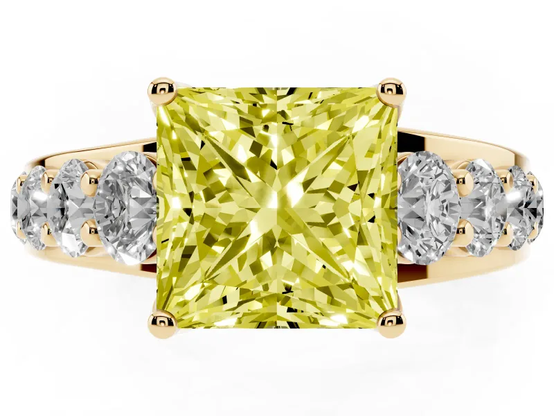 Princess Cut Engagement Ring Setting for a Fancy Yellow Lab-Grown Diamond | Yellow Gold - Design NV-24645