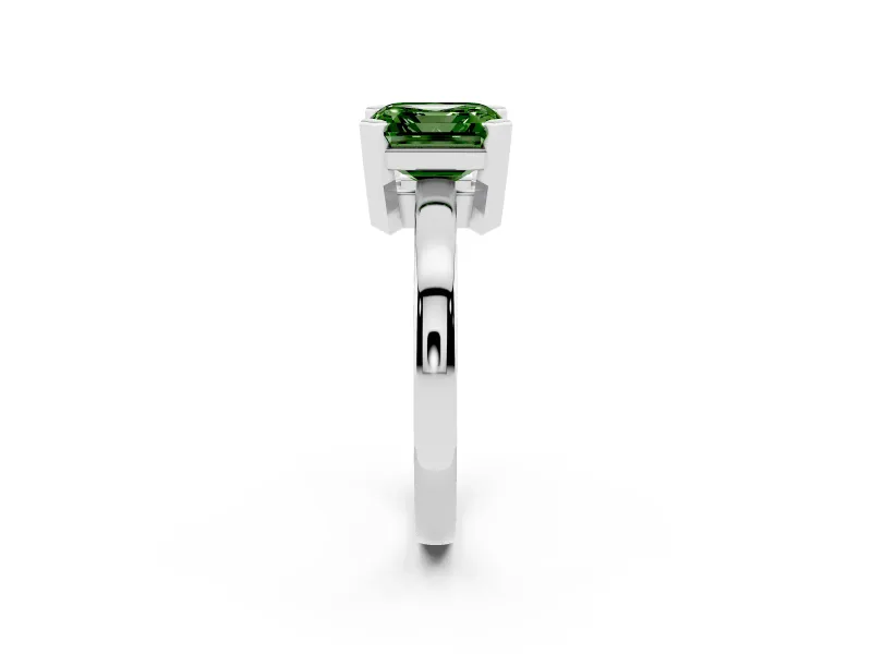 Asscher Cut Solitaire Engagement Ring Setting for a Fancy Green Lab-Grown Diamond | Flat Tab Prongs | Platinum