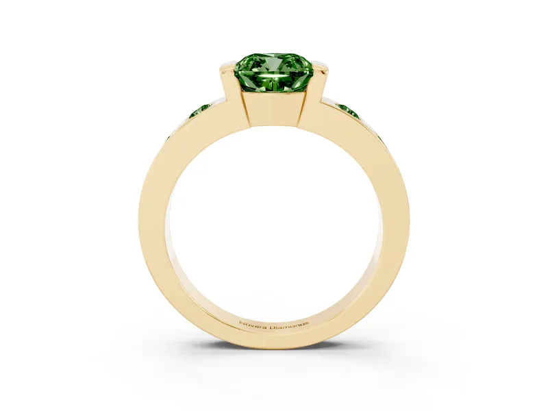 Cushion Cut Tension Style Engagement Ring Setting for a Fancy Green Lab-Grown Diamond | Yellow Gold