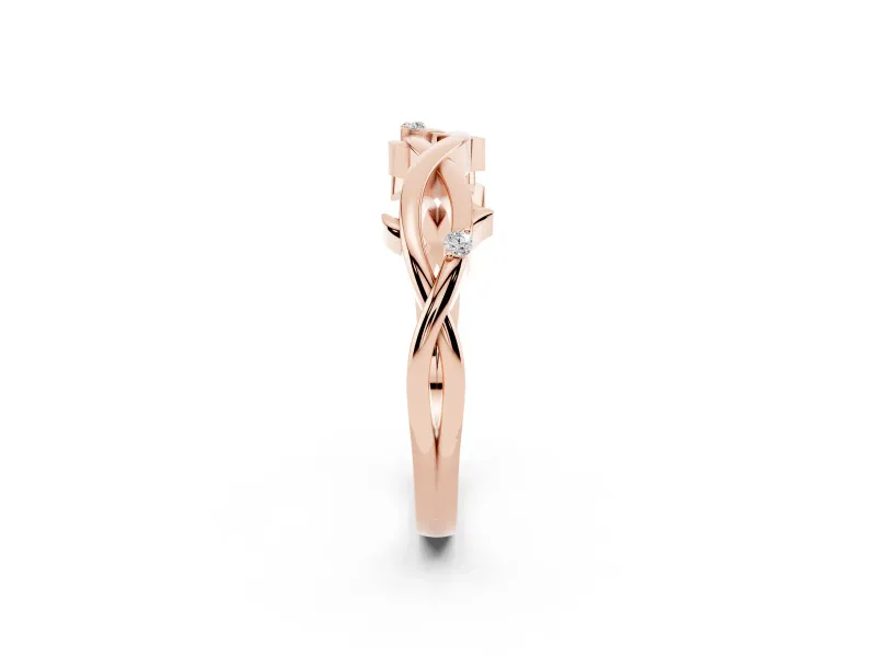 Round Diamond Twist Band Set in Rose gold with Prong Setting