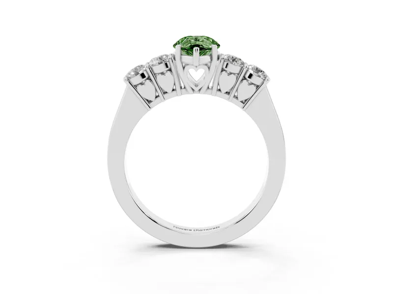 Pear-Shaped 5 Stone Engagement Ring Setting for a Fancy Green Lab-Grown Diamond | Sterling Silver