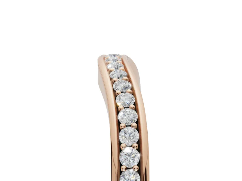 Round Lab-Grown Diamond Contoured Pavé Wedding Band | Smooth Polished Edges | Rose Gold