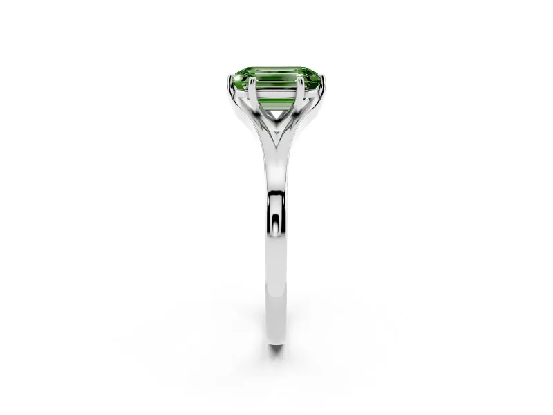 Emerald Cut Split Shank Solitaire Engagement Ring Setting for a Fancy Green Lab-Grown Diamond | Sterling Silver