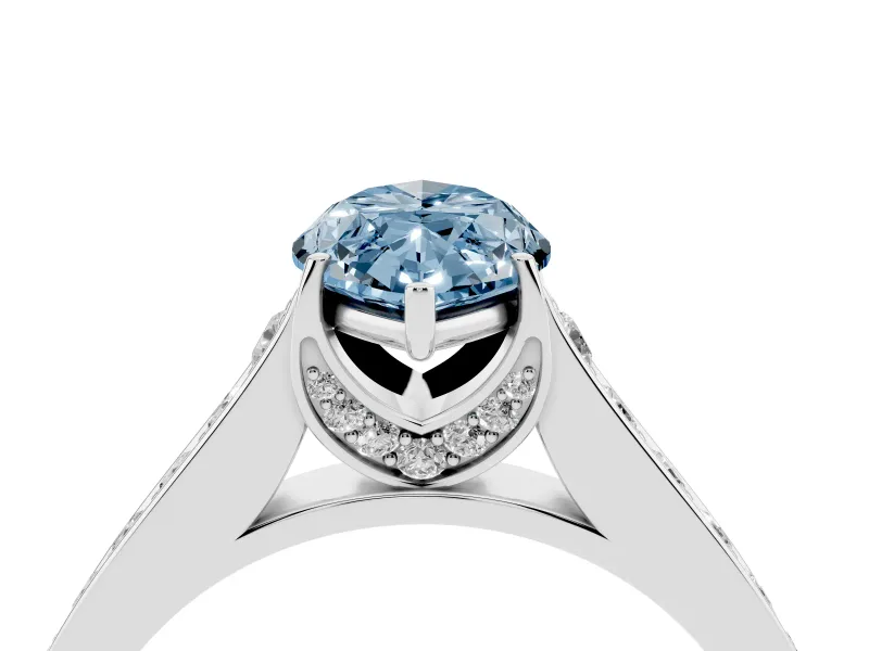 Marquise Graduated Pavé Engagement Ring Setting for a Fancy Blue Lab-Grown Diamond | Sterling Silver