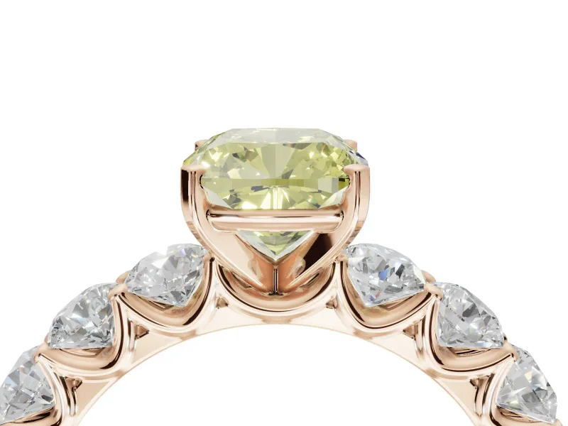 Cushion Cut Engagement Ring Setting for a Fancy Yellow Lab-Grown Diamond | Rose Gold - Design NV-24455
