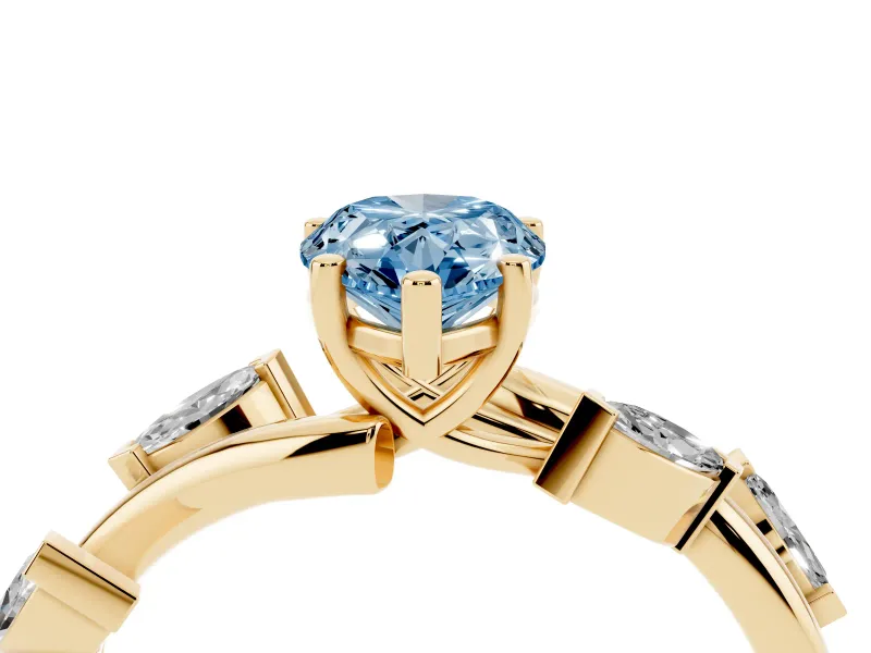 Pear-Shaped Twisted Vine Engagement Ring Setting for a Fancy Blue Lab-Grown Diamond | Yellow Gold