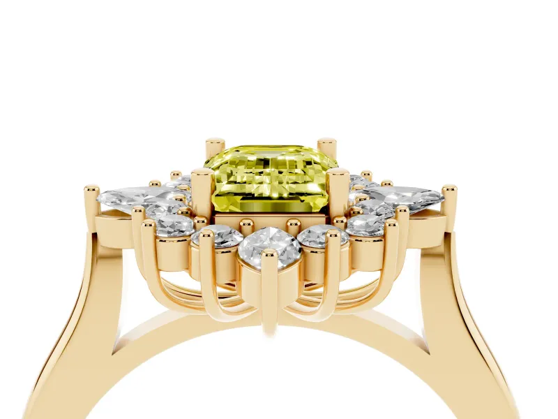 Emerald Cut Engagement Ring Setting for a Fancy Yellow Lab-Grown Diamond | Yellow Gold - Design NV-24790