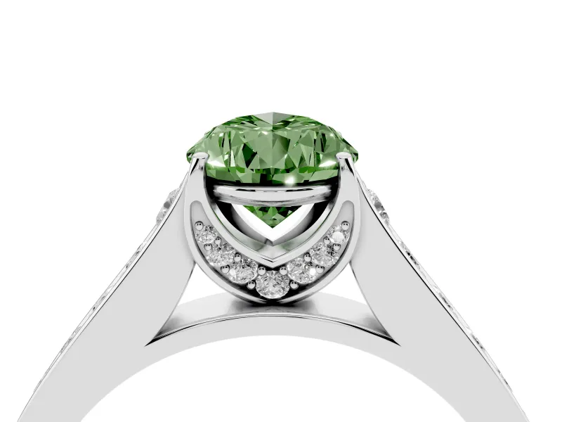 Pear-Shaped Graduated Pavé Engagement Ring Setting for a Fancy Green Lab-Grown Diamond | Platinum