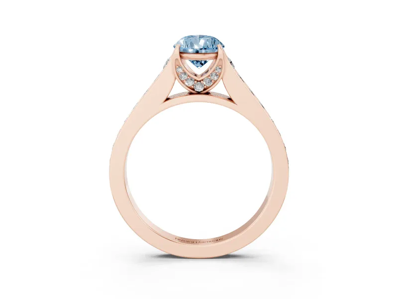 Pear-Shaped Graduated Pavé Engagement Ring Setting for a Fancy Blue Lab-Grown Diamond | Rose Gold