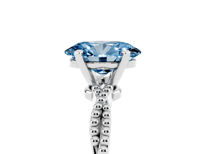 Oval Twisted Solitaire Engagement Ring Setting for a Fancy Blue Lab-Grown Diamond | Sterling Silver