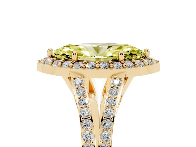 Marquise Split Shank Halo Engagement Ring Setting for a Fancy Yellow Lab-Grown Diamond | Yellow Gold