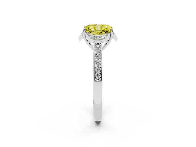 Radiant Cut Floral Pavé Engagement Ring Setting for a Fancy Yellow Lab-Grown Diamond | Platinum