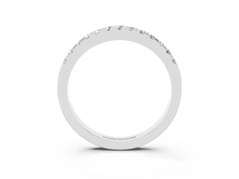 Round Diamond Pavé Eternity Band Set in Platinum with Delicate Prongs