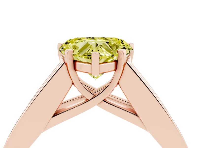 Heart-Shaped Channel-Set Engagement Ring Setting for a Fancy Yellow Lab-Grown Diamond | Rose Gold