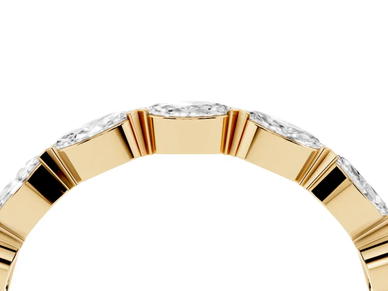 Marquise Diamond Eternity Band Set in Yellow gold with Bezel Setting