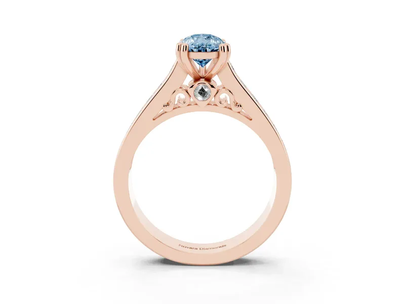 Pear-Shaped Channel Engagement Ring Setting for a Fancy Blue Lab-Grown Diamond | Rose Gold - Design NV-24671