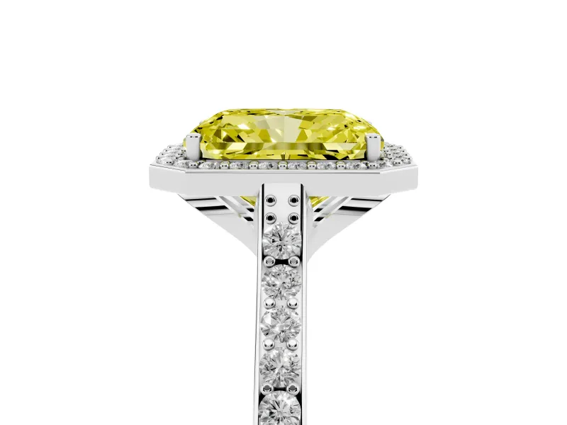 Radiant Cut Halo Engagement Ring Setting for a Fancy Yellow Lab-Grown Diamond | White Gold - Design NV-24729