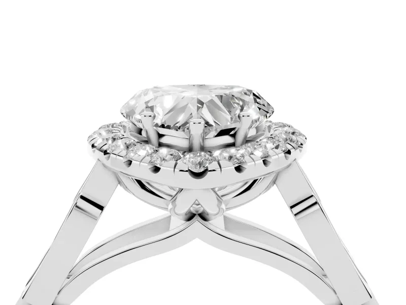 Heart-Shaped Vintage Halo Engagement Ring Setting | Pierced Filigree Shoulders | Platinum