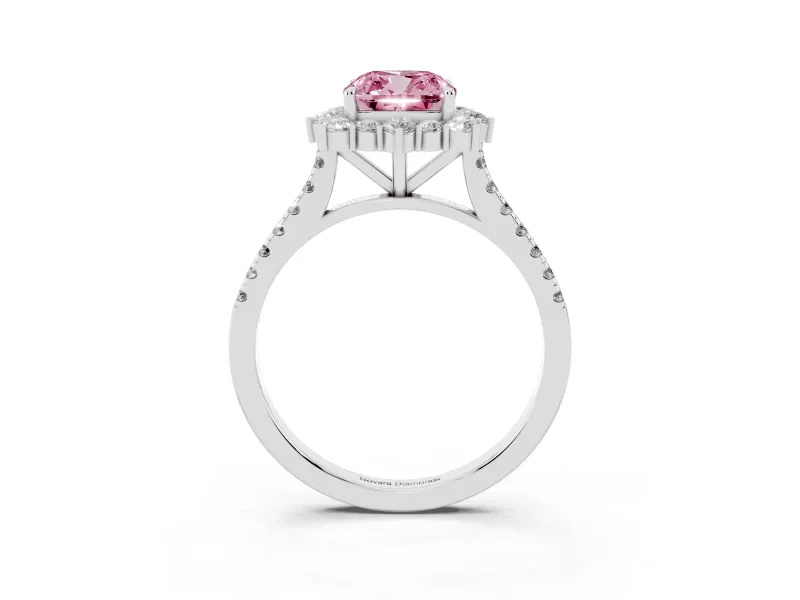 Cushion Cut Halo Engagement Ring Setting for a Fancy Pink Lab-Grown Diamond | Sterling Silver - Design NV-24700